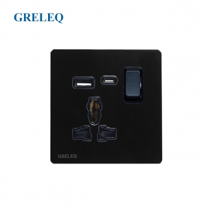 Bộ ổ cắm đơn đa năng kèm hạt USB A8-011SUC-B