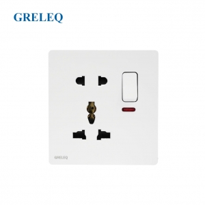 Bộ ổ cắm đôi đa năng có đèn Led C1-010SSW-W