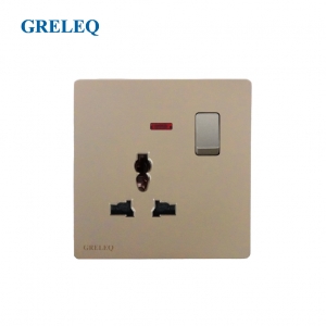 Bộ ổ cắm đơn đa năng có đèn led T6-008SSW-GD