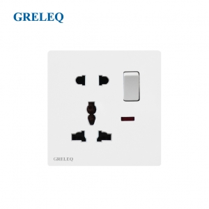 Bộ ổ cắm đôi đa năng có đèn led T9-010SSW-W