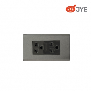 Ổ cắm đôi 3 chấu có dây tiếp đất JY-E1513VND-G