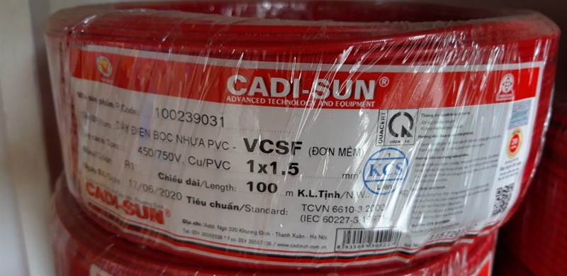 Dây 1x1.5 đỏ cadisun
