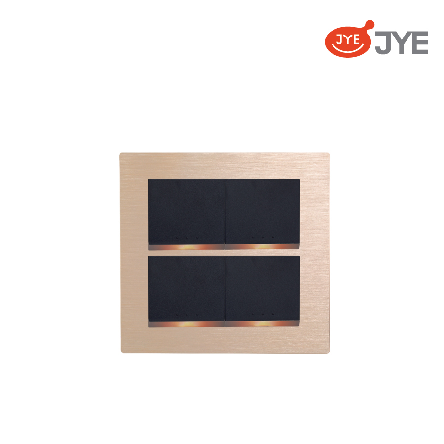 Công tắc 4 phím JY-N54522 MRD - Vàng kim Gold