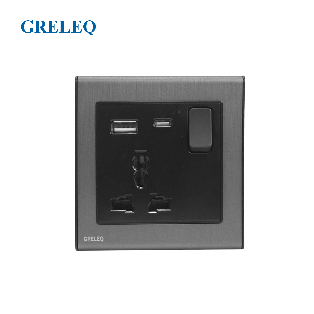 Bộ ổ cắm đơn đa năng kèm hạt USB có đèn Led F3-011SUC-BG