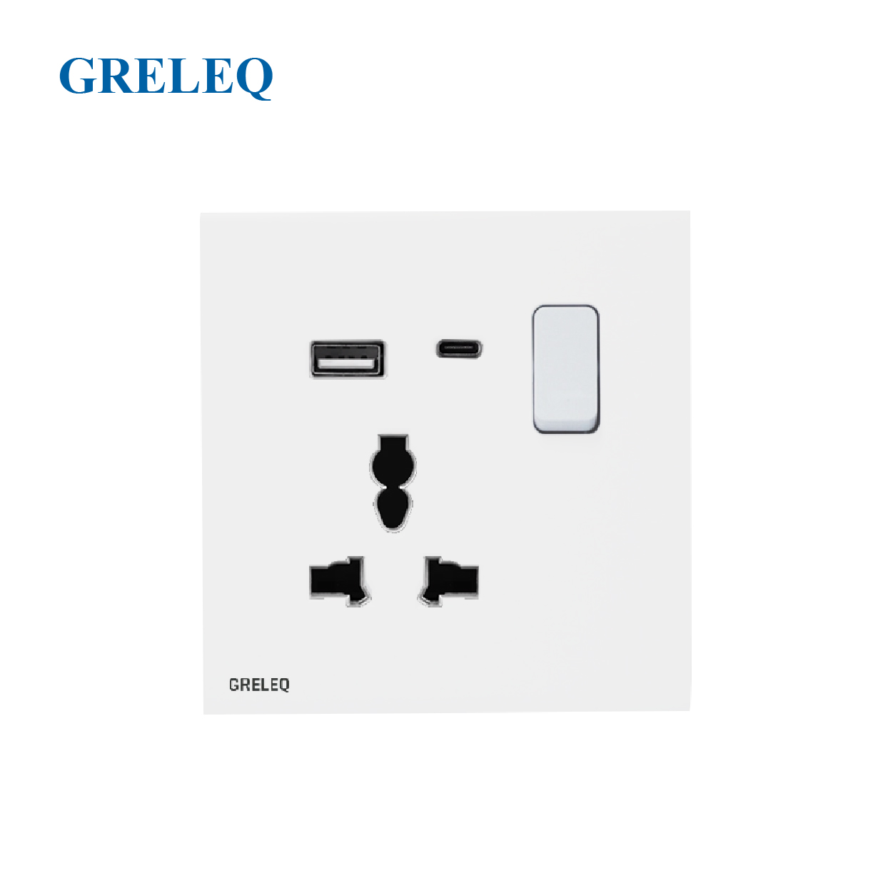 Bộ ổ cắm đơn đa năng kèm hạt USB C9-011SUC-W